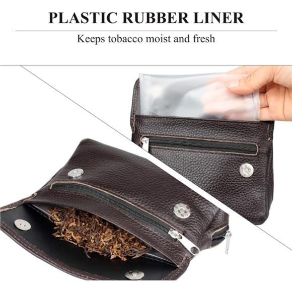 Genuine Leather Smoking Tobacco PipePouch Case Bag for 2Pipes Tamper Filter Tool - Picture 4 of 6